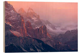 Holzbild Sonnenaufgang vom Passo Giau in den italienischen Dolomiten - Jos Pannekoek