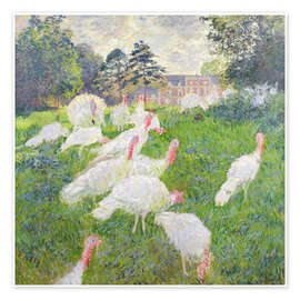 Wandbild Die Truthähne im Schloss Rottembourg, Montgeron, 1877 - Claude Monet