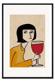 Gerahmter Kunstdruck Weinliebhaberin