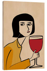 Holzbild Weinliebhaberin