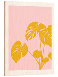 Holzbild Monstera auf Risa Hintergrund - Jenny Liz Rome