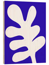 Holzbild Leaf on Blue Canvas - Athene Fritsch