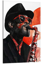 Tableau en aluminium Saxophonist in concert