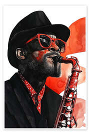 Poster Saxofonist im Konzert