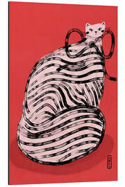 Alubild Schwarz-weiß gestreifte Katze - Dirkie Nell