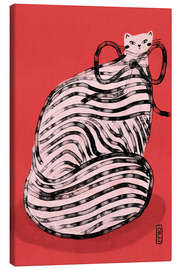 Leinwandbild Schwarz-weiß gestreifte Katze - Dirkie Nell