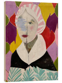 Holzbild Woman With a Pink Hat - Karenina Fabbrizzi