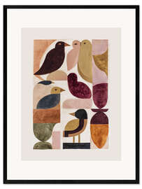 Gerahmter Kunstdruck Stillleben mit Vögeln