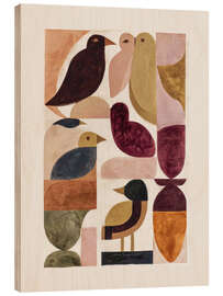 Holzbild Stillleben mit Vögeln