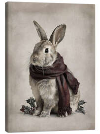 Leinwandbild Winterhase mit rotem Schal - Olga Telnova
