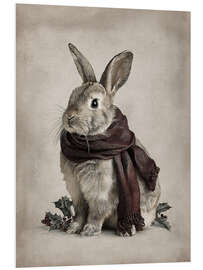 Hartschaumbild Winterhase mit rotem Schal - Olga Telnova