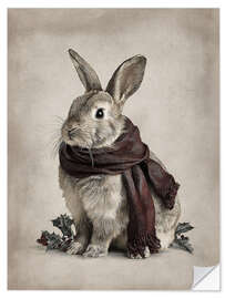 Wandsticker Winterhase mit rotem Schal - Olga Telnova