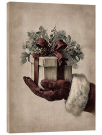 Holzbild Weihnachtsmann-Handschuhe