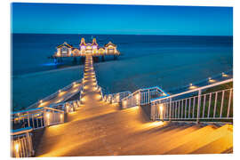 Acrylglasbild Seebrücke in Sellin am Abend