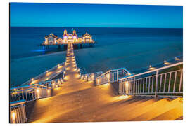 Alubild Seebrücke in Sellin am Abend