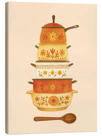 Leinwandbild Stapel von schicken Kochtöpfen - Tori Taika
