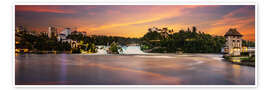 Wandbild Rheinfall Panorama im Sonnenuntergang - Frank Herrmann