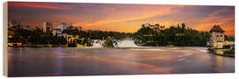 Holzbild Rheinfall Panorama im Sonnenuntergang - Frank Herrmann