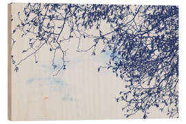 Holzbild Zweige in Blau