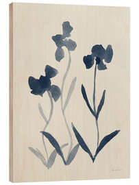 Holzbild Blaue Blumen I