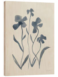 Holzbild Blaue Blumen II