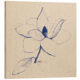 Holzbild Blumenskizze in Blau II - Avery Tillmon