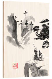 Holzbild Kampf auf dem Felsen