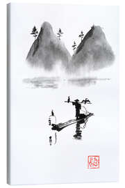 Leinwandbild Fischer am Fluss