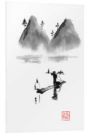 Hartschaumbild Fischer am Fluss