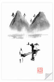 Wandsticker Fischer am Fluss