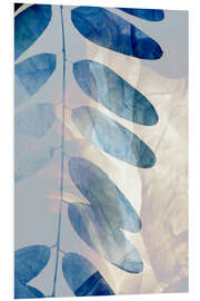 Hartschaumbild Blaue Blätter