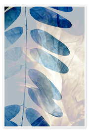 Poster Blaue Blätter