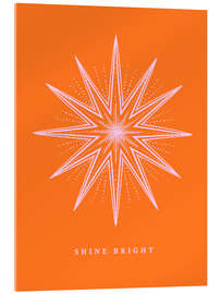Acrylglasbild Shine bright - Strahlensder Stern in rosa/orange - Ohkimiko