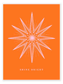 Wandbild Shine bright - Strahlensder Stern in rosa/orange - Ohkimiko