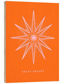 Holzbild Shine bright - Strahlensder Stern in rosa/orange - Ohkimiko