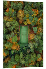 Aluminium print Tennis court in the middle of a forest during autumn - Martin Podt