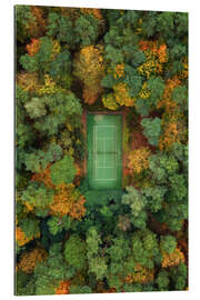 Quadro em plexi-alumínio Tennis court in the middle of a forest during autumn - Martin Podt