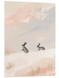 Hartschaumbild Zwei Hasen im Schnee