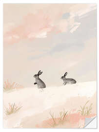 Wandsticker Zwei Hasen im Schnee