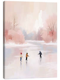 Leinwandbild Kinder laufen Schlittschuh