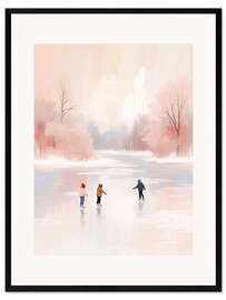 Gerahmter Kunstdruck Kinder laufen Schlittschuh