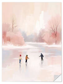 Wandsticker Kinder laufen Schlittschuh