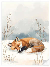 Wandsticker Schlafender Fuchs im Schnee