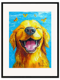 Gerahmter Kunstdruck Lächelnder Hund