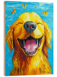 Holzbild Lächelnder Hund