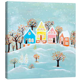 Leinwandbild Weihnachtshaus im Winterland - Madelene Löfholm