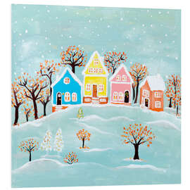 Hartschaumbild Weihnachtshaus im Winterland - Madelene Löfholm