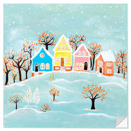 Wandsticker Weihnachtshaus im Winterland - Madelene Löfholm