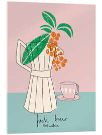 Acrylglasbild Espresso pot fresh brew 100% arabica