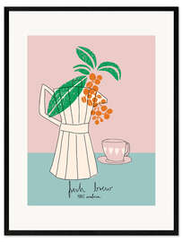 Gerahmter Kunstdruck Espresso pot fresh brew 100% arabica - Annick